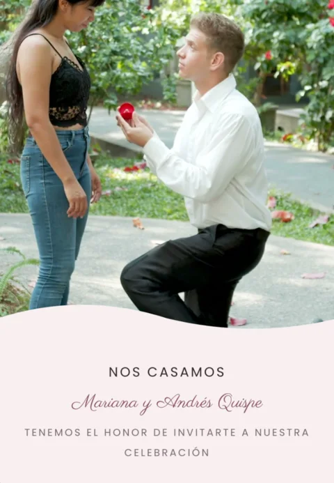 Invitación de boda con la foto de la pedida de mano, plantilla Ivoria Rose