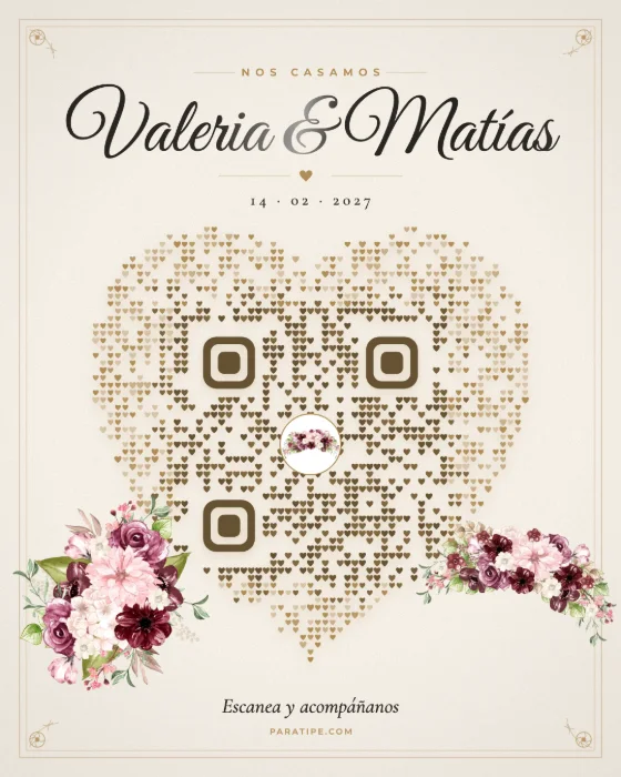 Example of the invitation’s QR code card, Love design