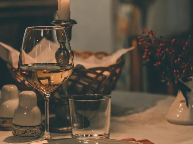 A table set with glasses and a candle